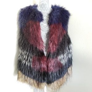 Trina Turk Tabitha Multicolored Faux Fur Vest